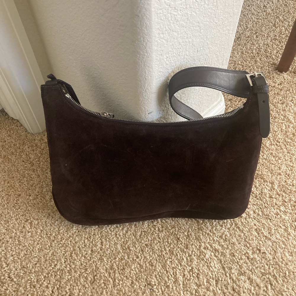 Bally shoulder bag.  Brown suede